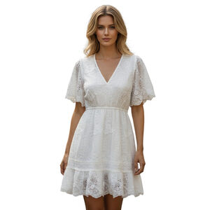 Adelyn Rae Gigi 3D Mini Dress M White Cottagecore Boho Chic Yacht Bridal Coastal